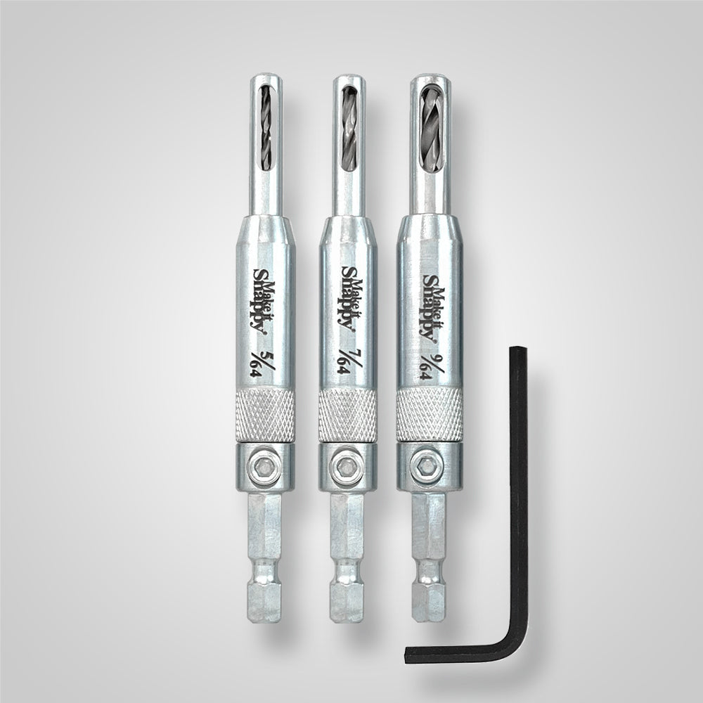 3 Pce 5/64|7/64|9/64 Inch Snappy Vix Self Centring Hinge Drill Guide B