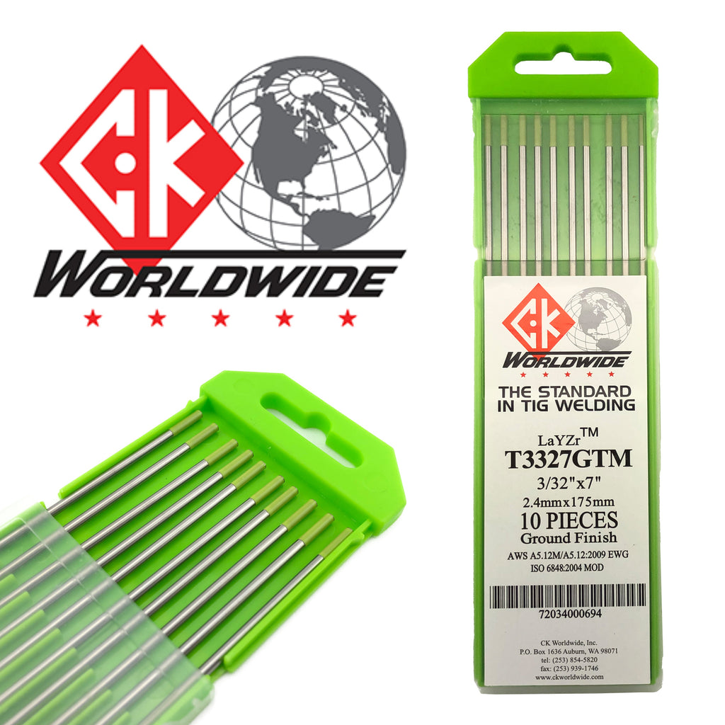 Layzr TIG Tungsten Electrode - LaYZr CK Chartreuse - 2.4mm (10 Pack)