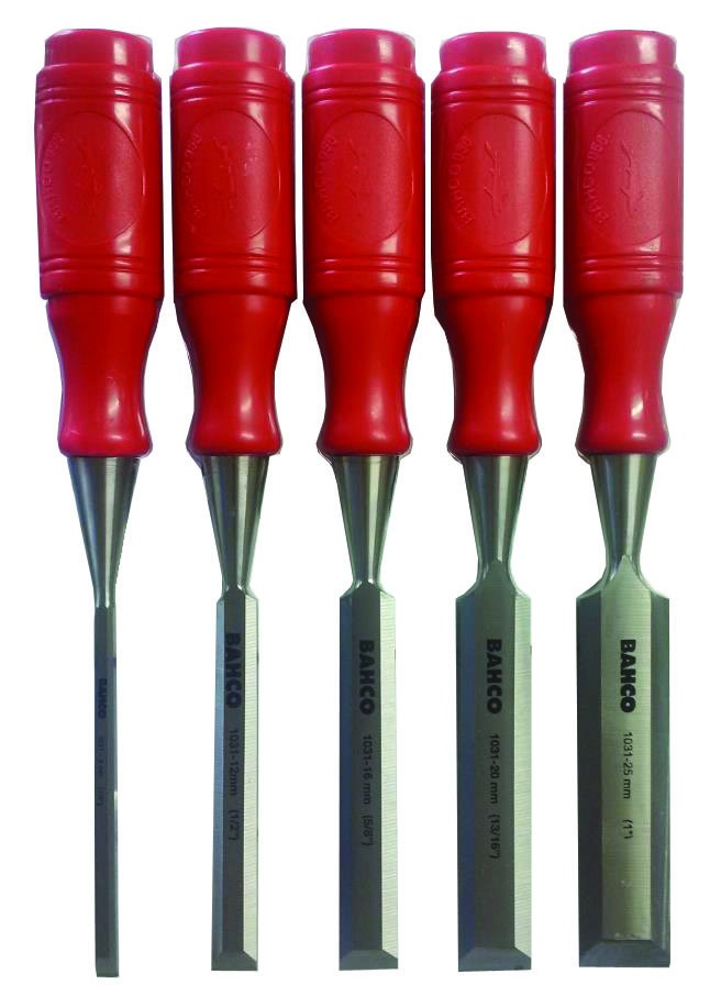 1031 6-12-16-20-25mm Professional Bahco Red Handle Chisel Set - 43293